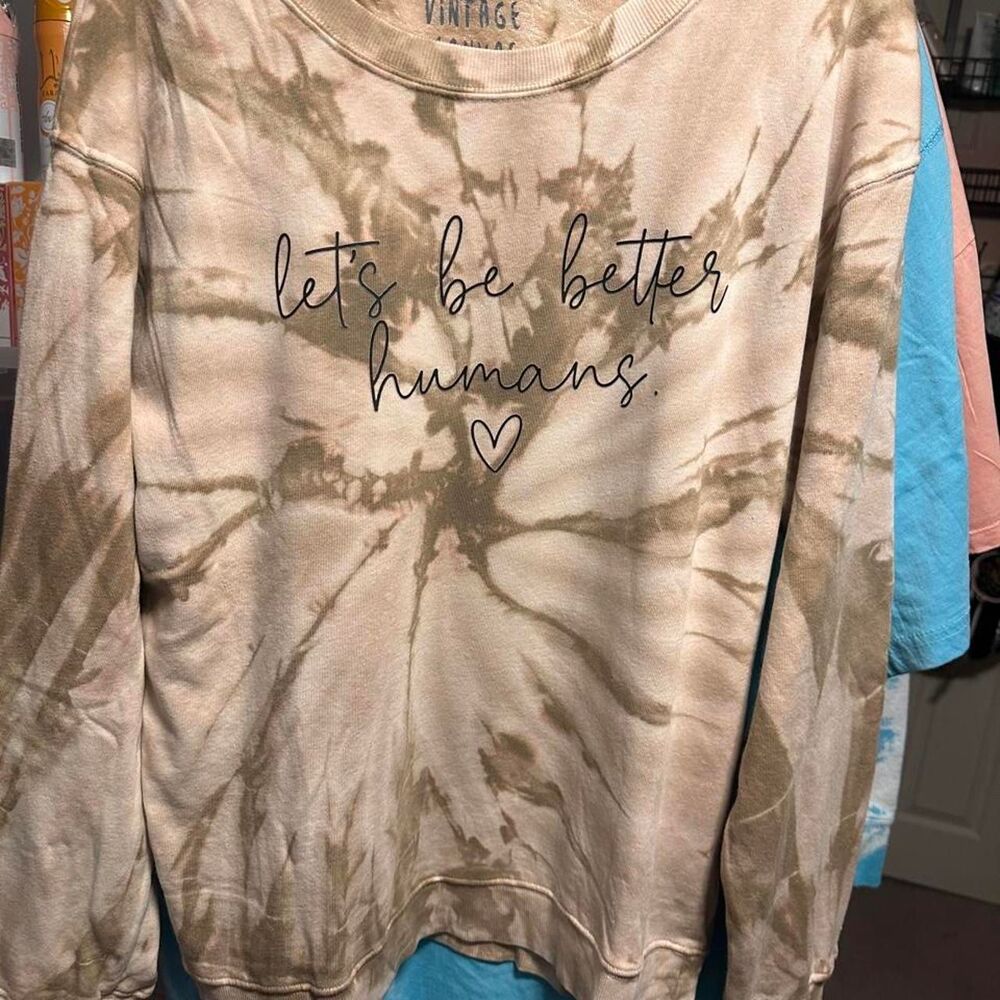 Bella-canvas Women's Tan and White Sweatshirt